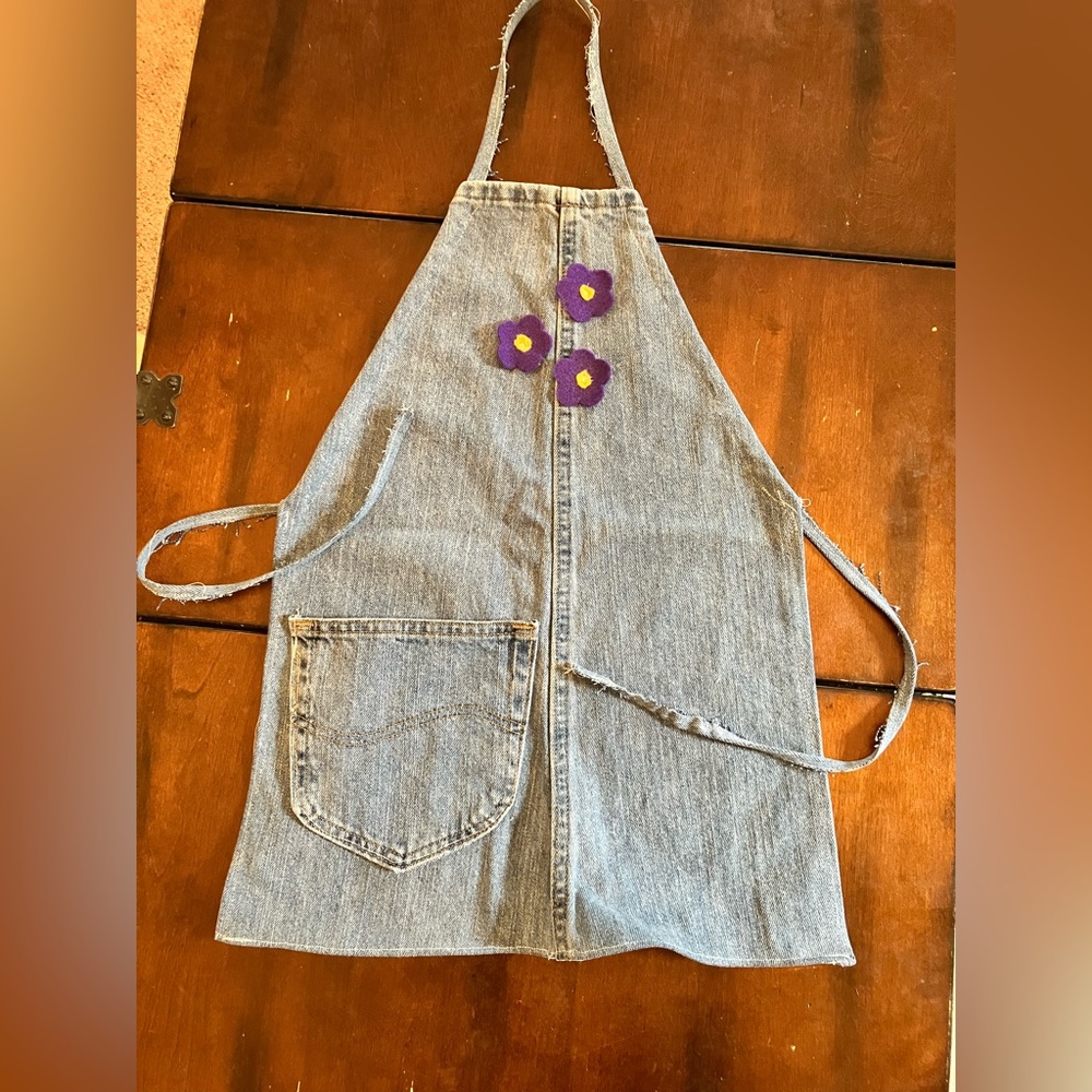 Handmade kids apron from recycled denim